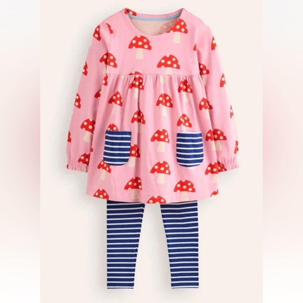*New* Mini Boden Girls 10-11 Toadstool Tunic & Leggings Set